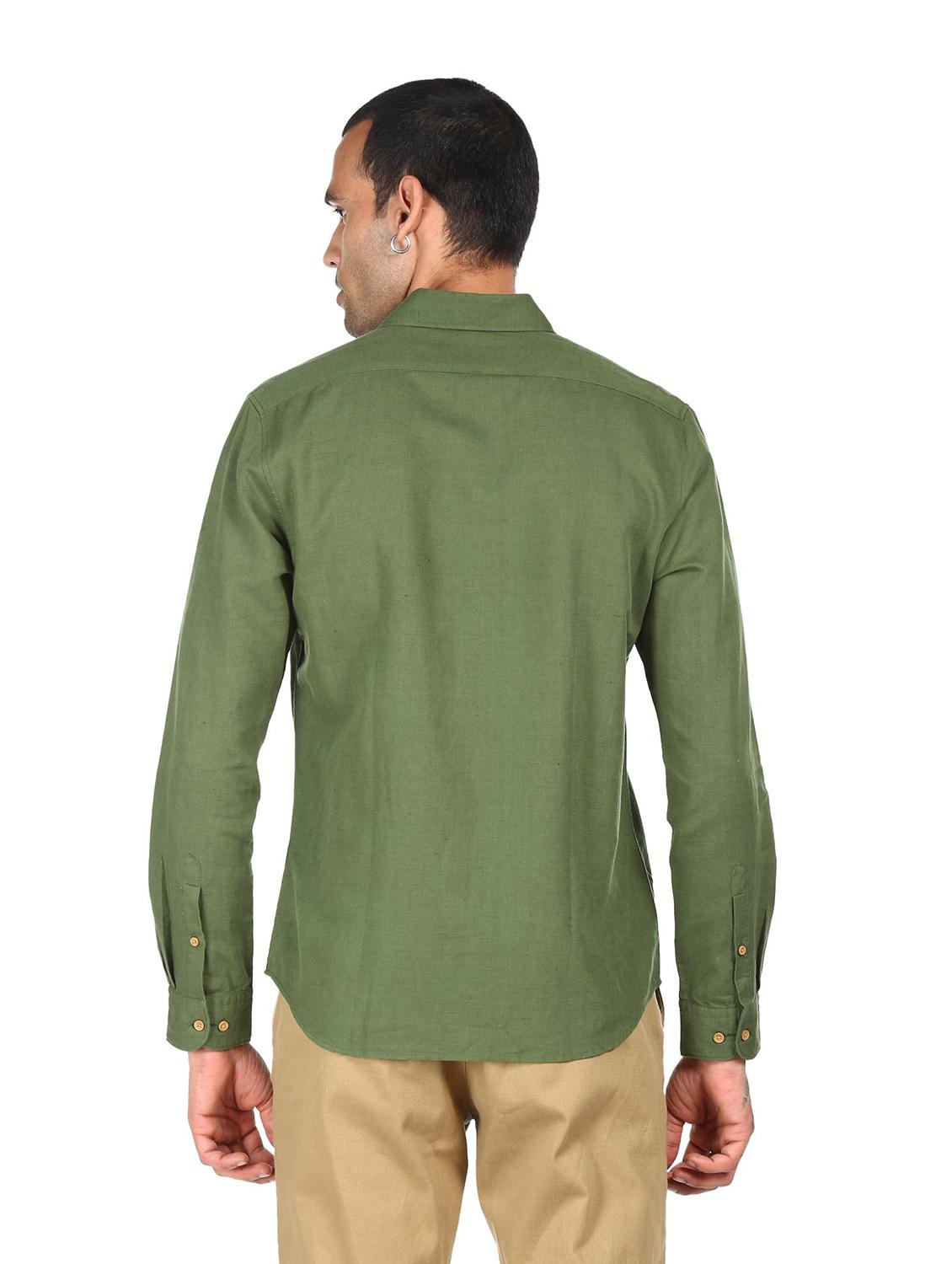 olive solid casual shirt - 18038444 - Standard Image - 2