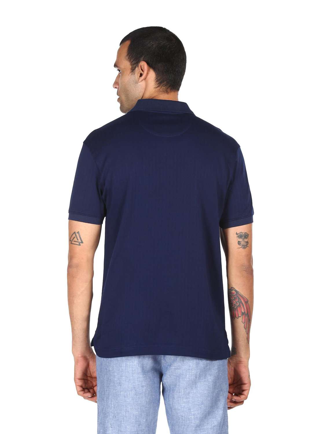 navy blue solid polo t-shirt - 18038569 -  Standard Image - 2