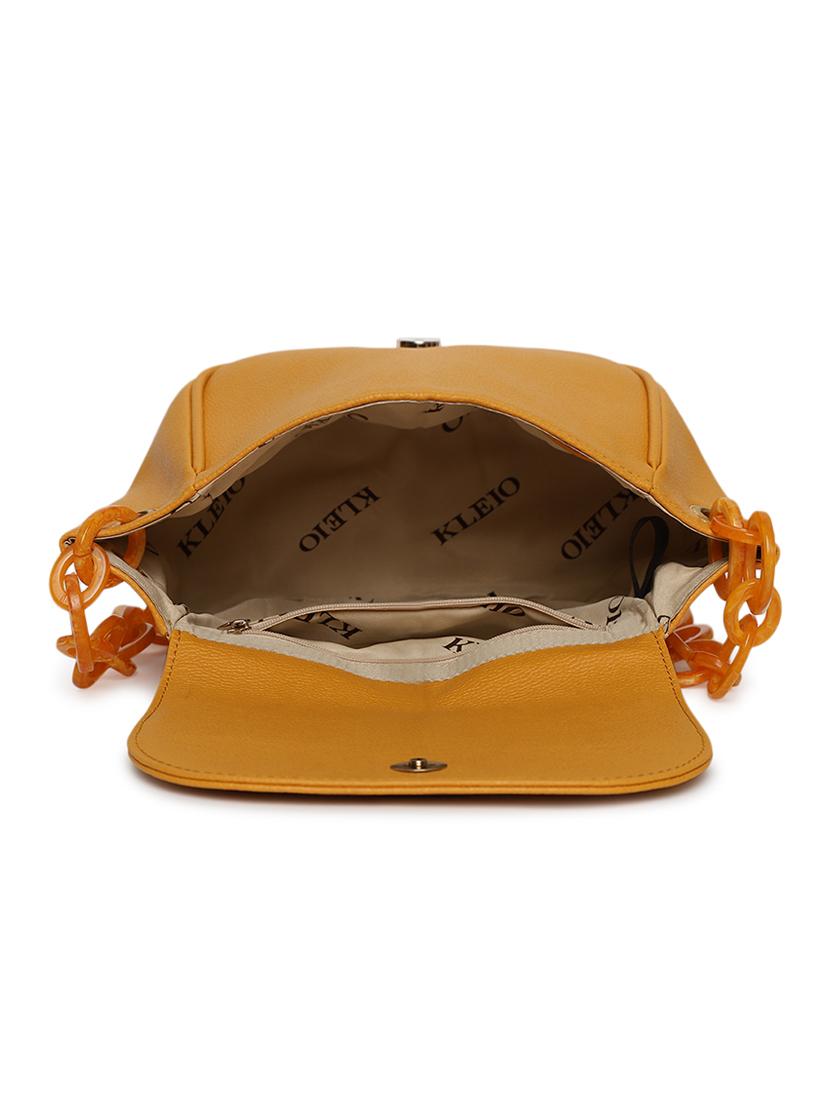 yellow leatherette (pu) sling bag - 18038781 - Standard Image - 2