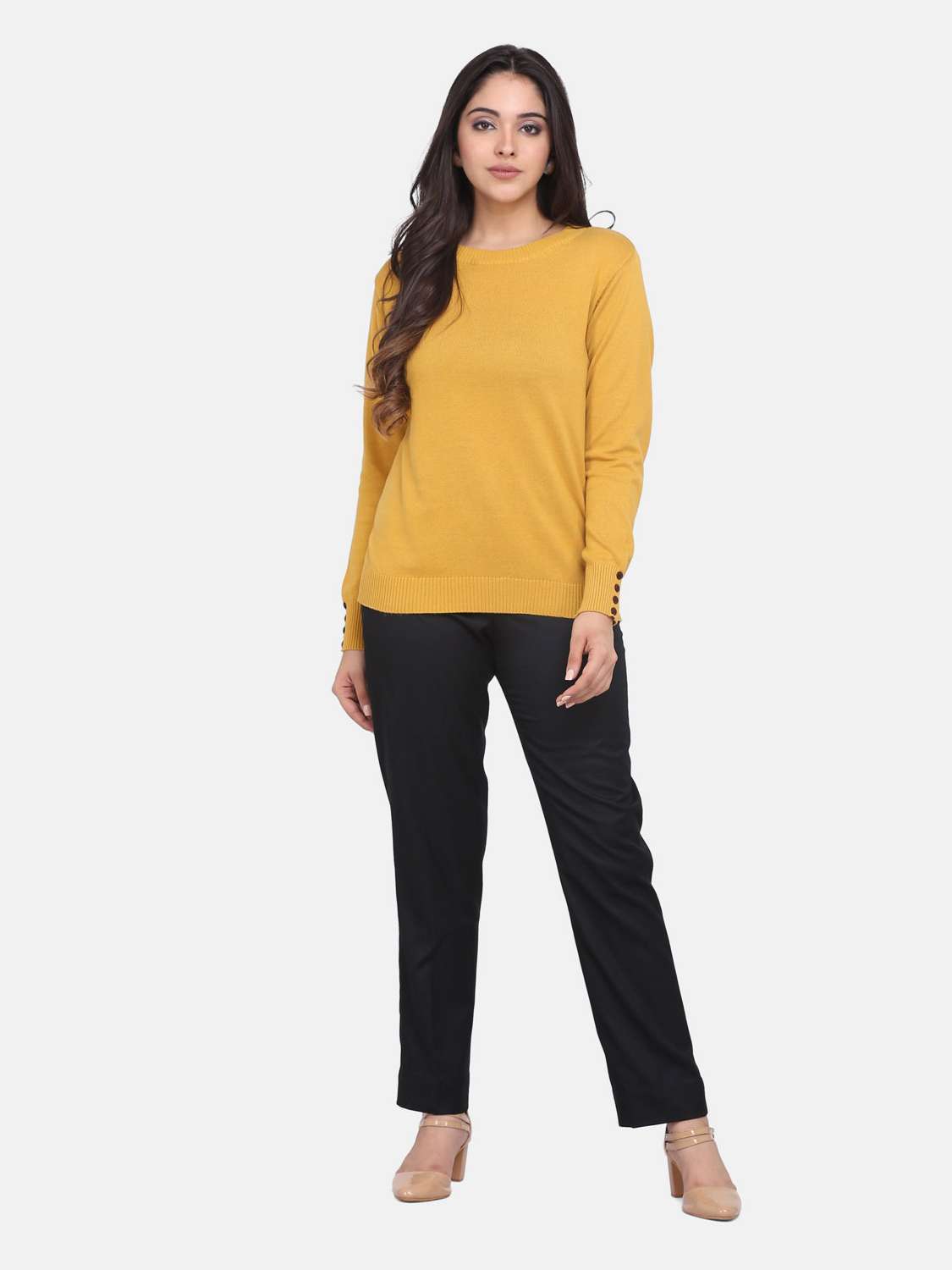 "wear this elegant mustard yellow sweater  - 18039188 -  Zoom Image - 0