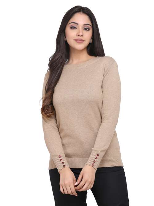 brown full sleeves regular pullover - 18039189 - Standard Image - 0