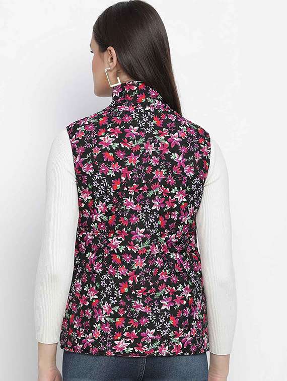 mandarin neck printed  reversible jacket - 18039460 -  Standard Image - 2