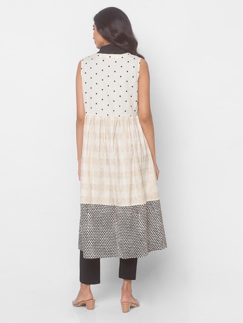 offwhite cotton aline kurta - 18039543 - Standard Image - 2