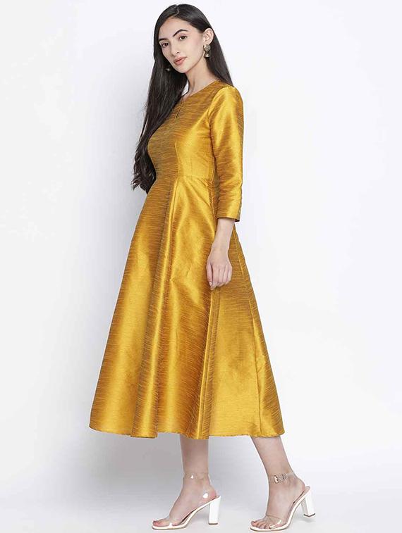 notch neck solid a-line dress - 18039722 - Standard Image - 2