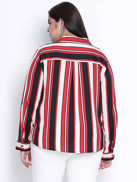 curved hem striped plus shirt - 18039745 - Standard Image - 2