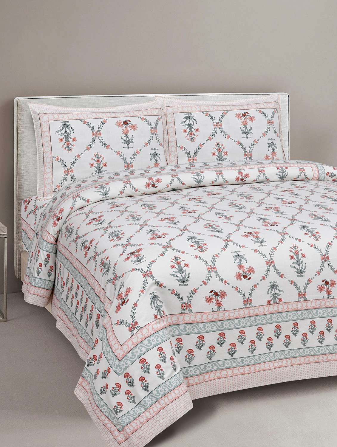 texstylers cotton viscose 220 thread count 90x108 inch double bedsheet with 2 pillow covers