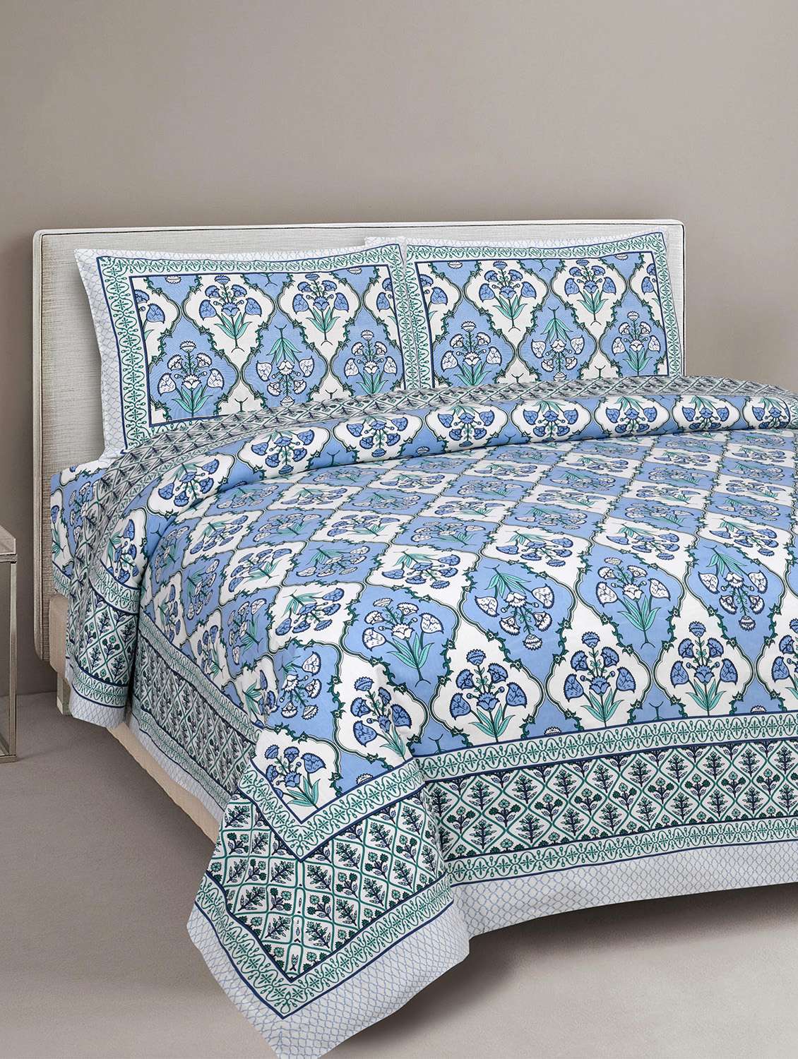 texstylers cotton viscose 220 thread count 90x108 inch double bedsheet with 2 pillow covers