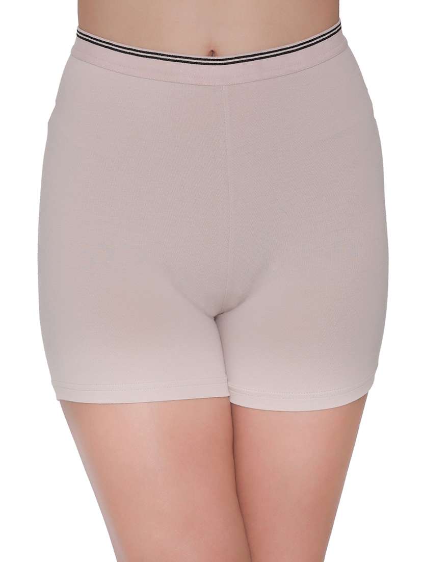 beige solid boy shorts panty