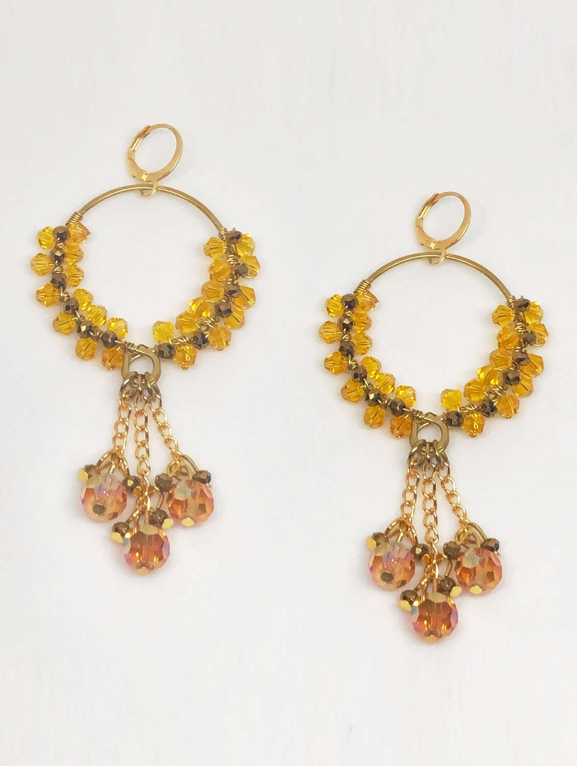 yellow crystals earrings