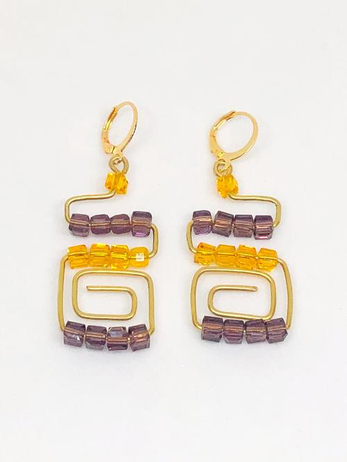 gold brass drop earring - 18041084 - Standard Image - 0