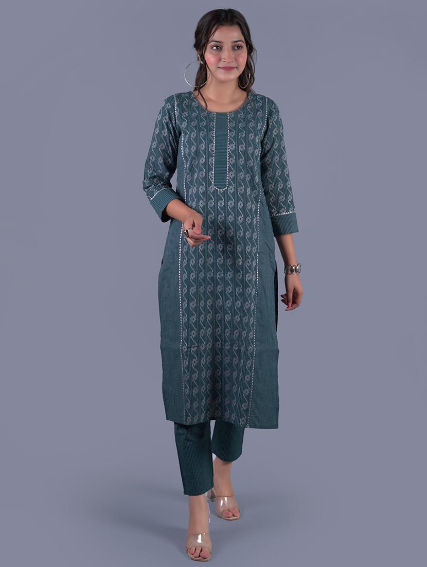 navy cotton kurta pant set - 18041138 - Zoom Image - 0