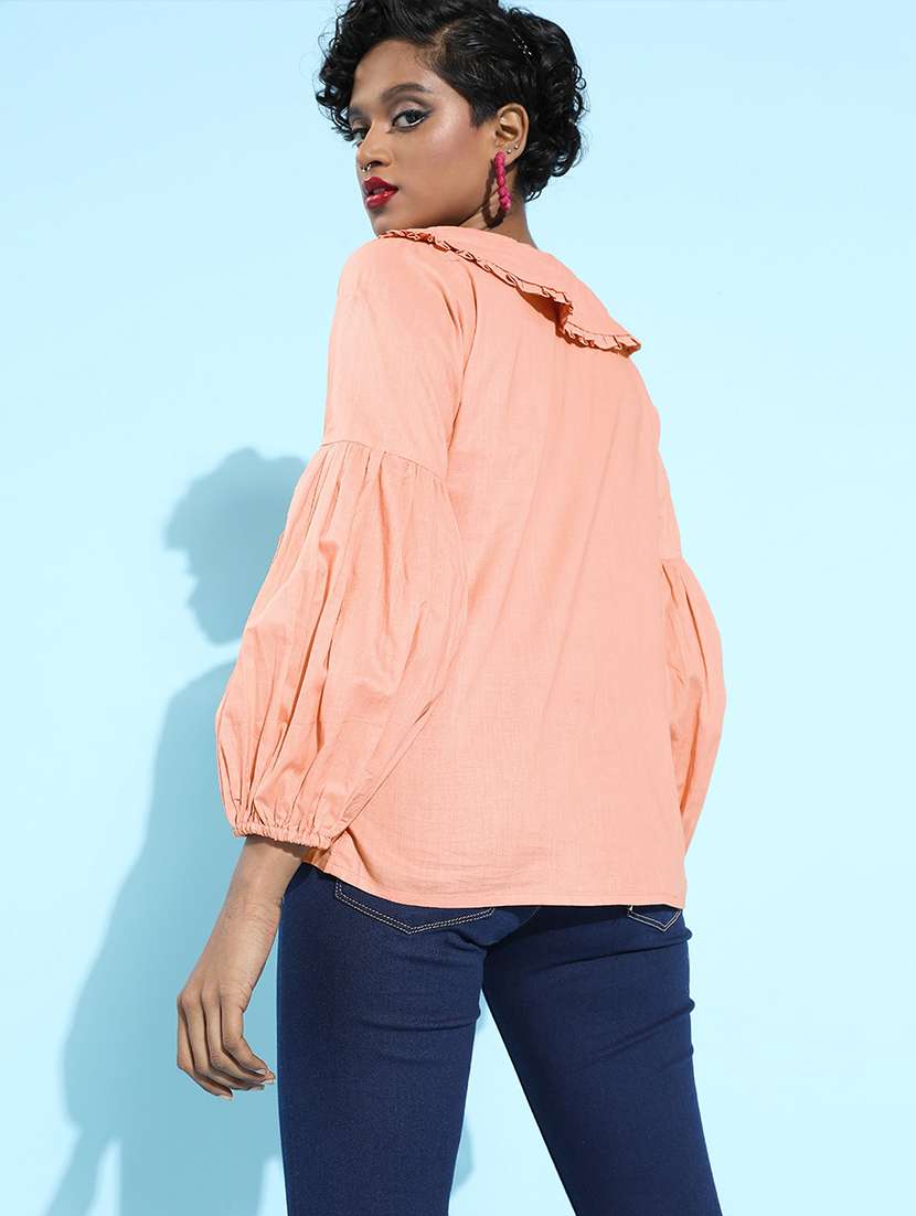 women's straight overlap neck top - 18041357 -  Standard Image - 2