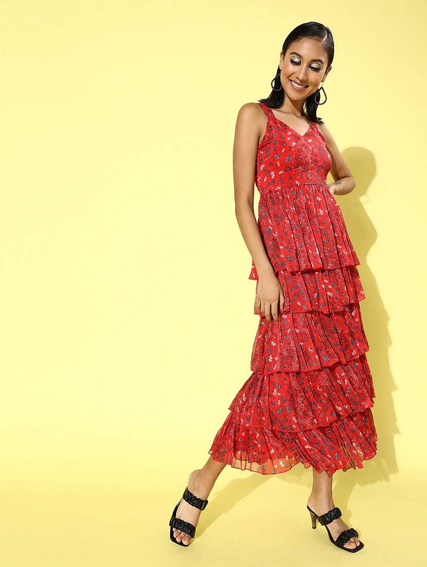 women's layered floral dress