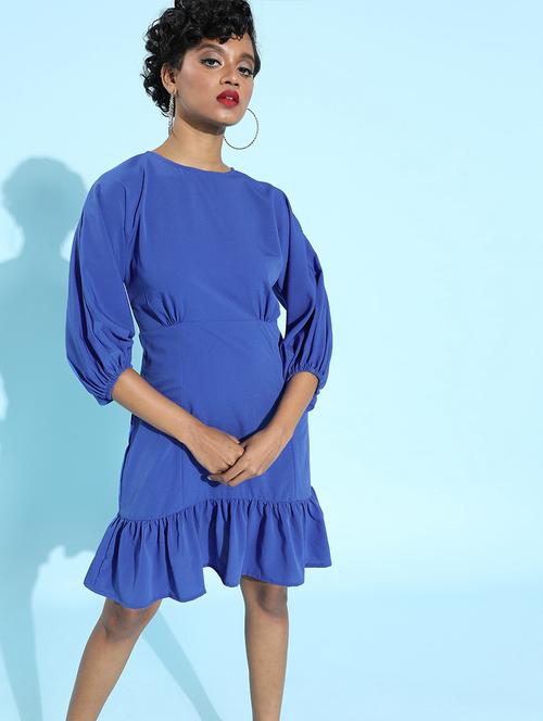women's fit & flare solid dress - 18041418 - Standard Image - 0