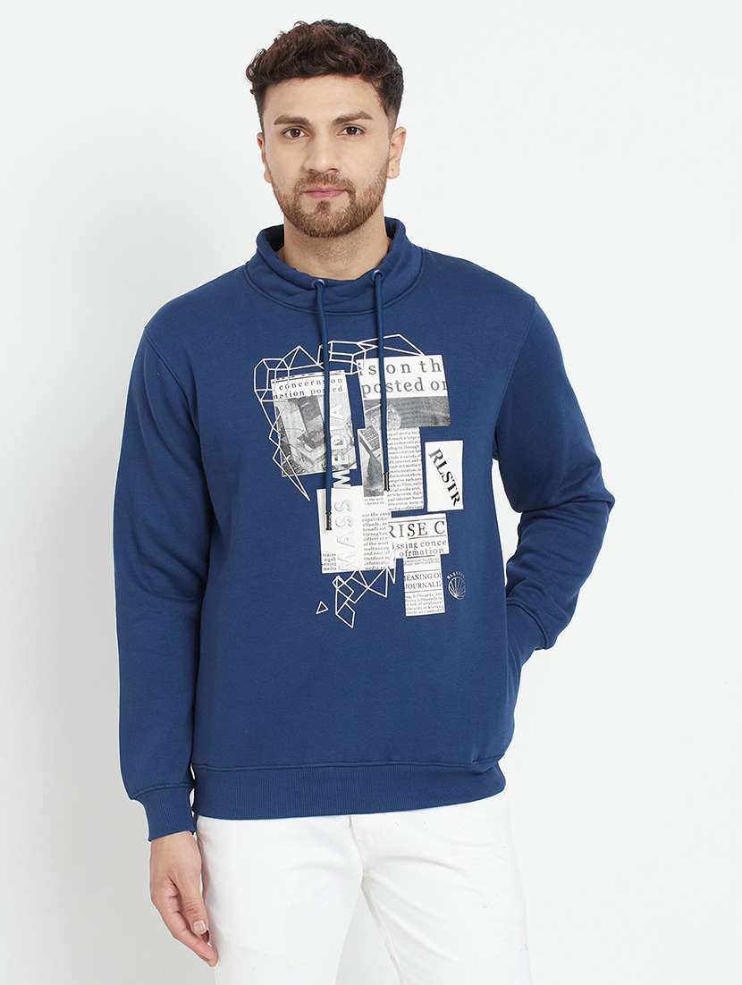 blue front printed sweatshirt