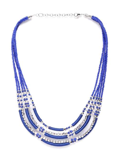 blue silver-plated beaded layered necklace - 18041719 -  Standard Image - 0