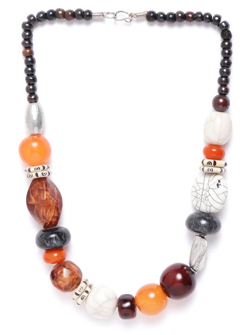 orange & off-whited beaded necklace - 18041859 - Standard Image - 0