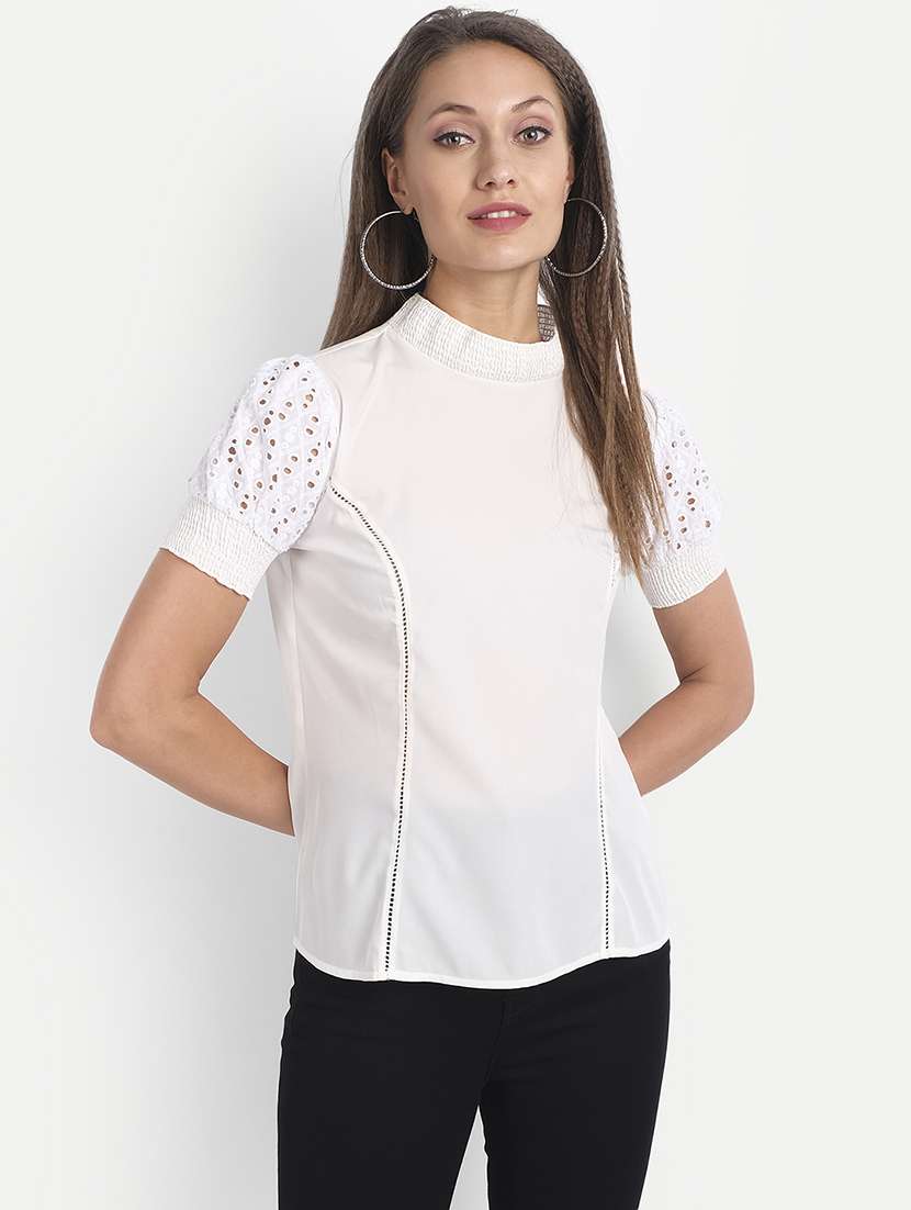women's straight mock neck top