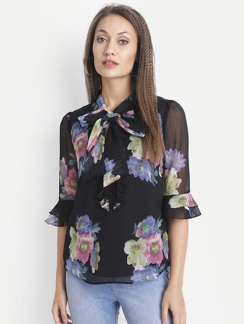 women's a line tie-up neck top - 18042078 -  Standard Image - 0