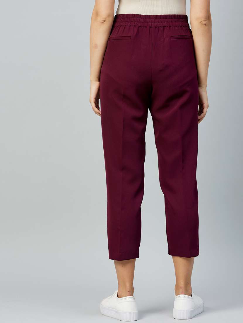 wine color solid trouser  - 18042155 -  Standard Image - 2