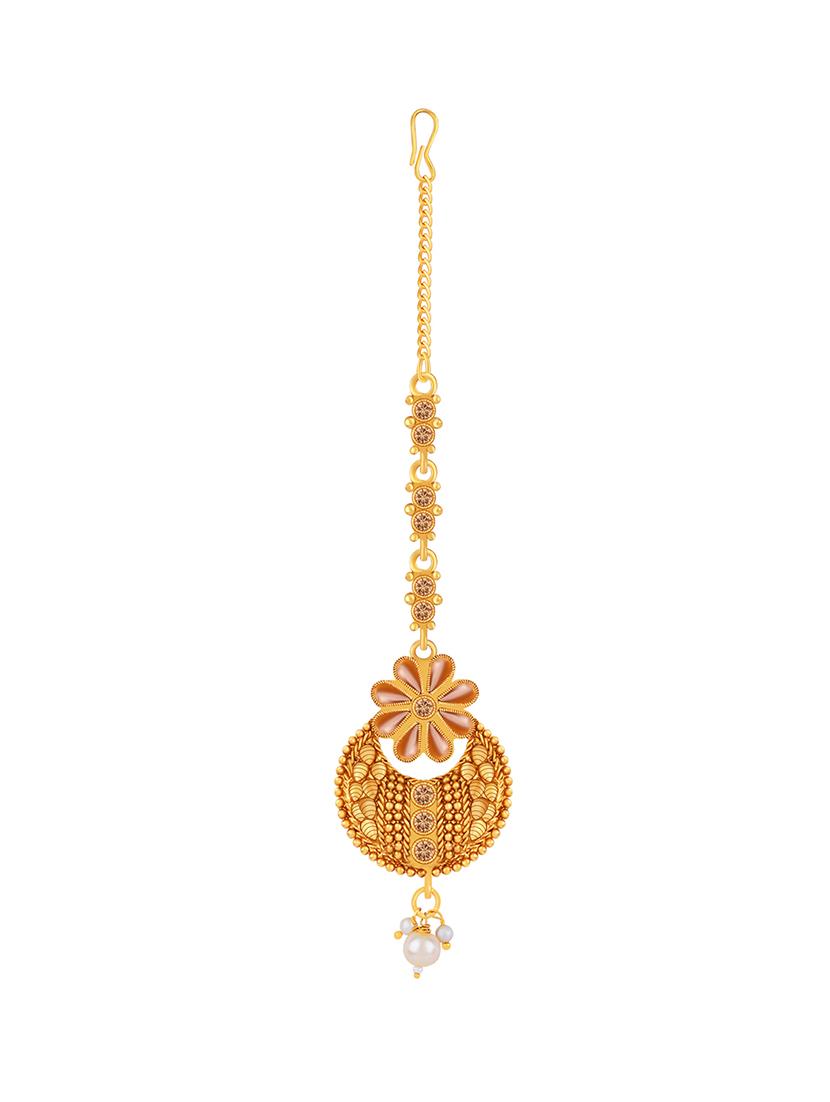 amazing gold plated traditional maang tikka - 18042326 - Standard Image - 2