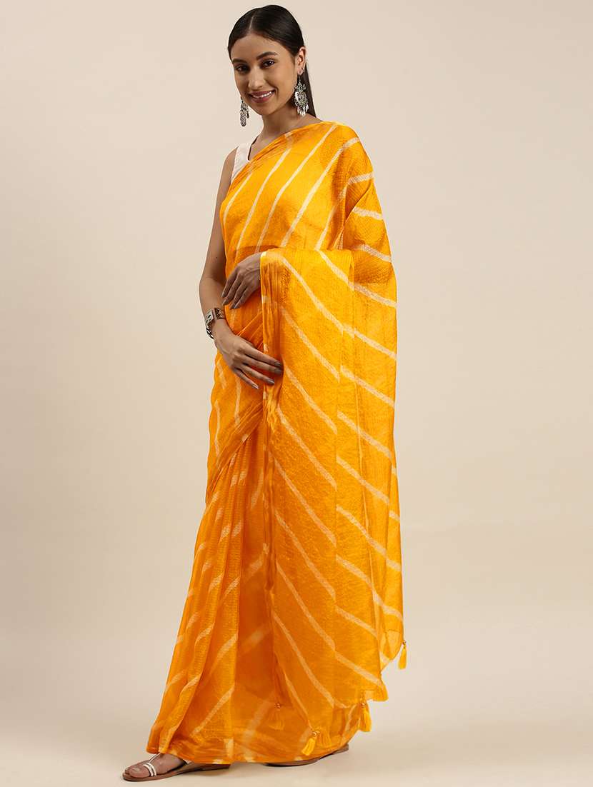 women's leheriya mustard colored saree