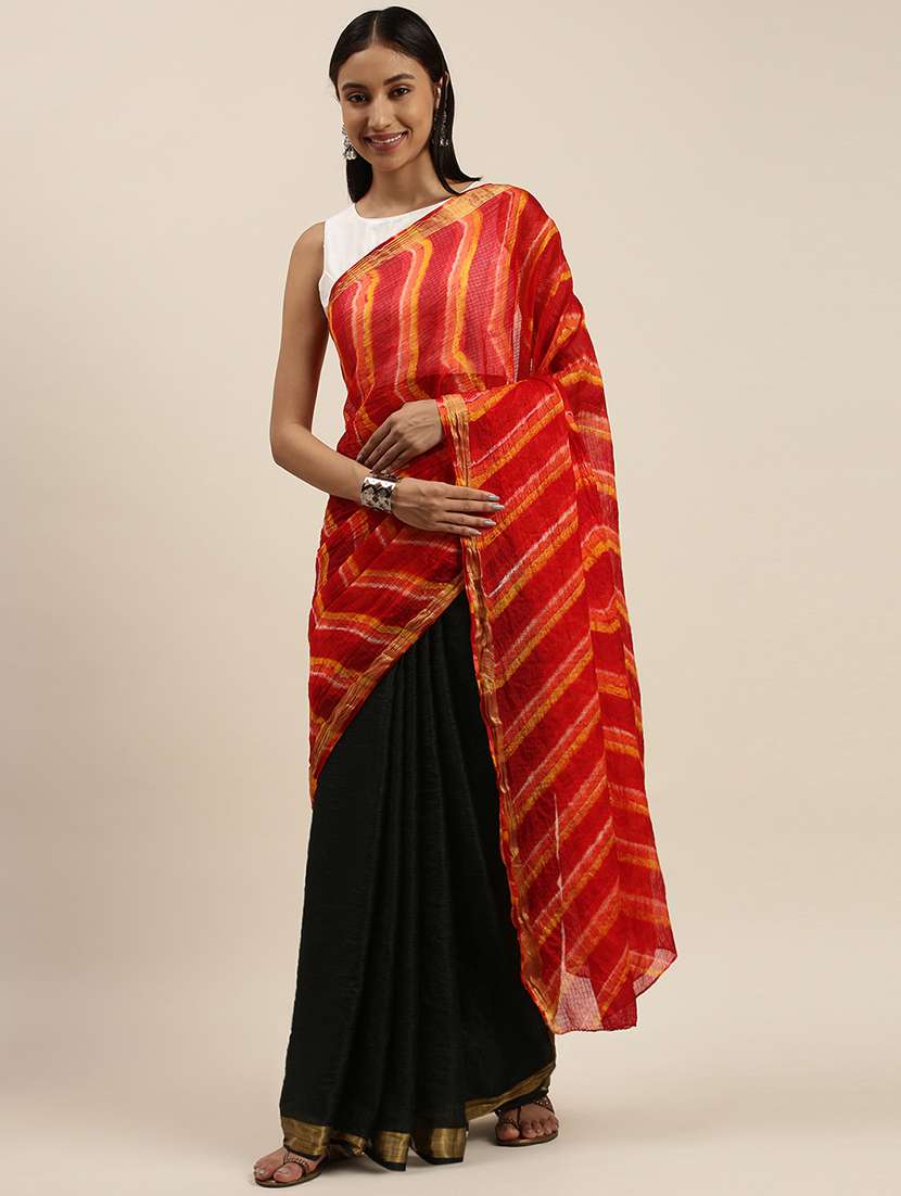 women's leheriya red colored saree with blouse
