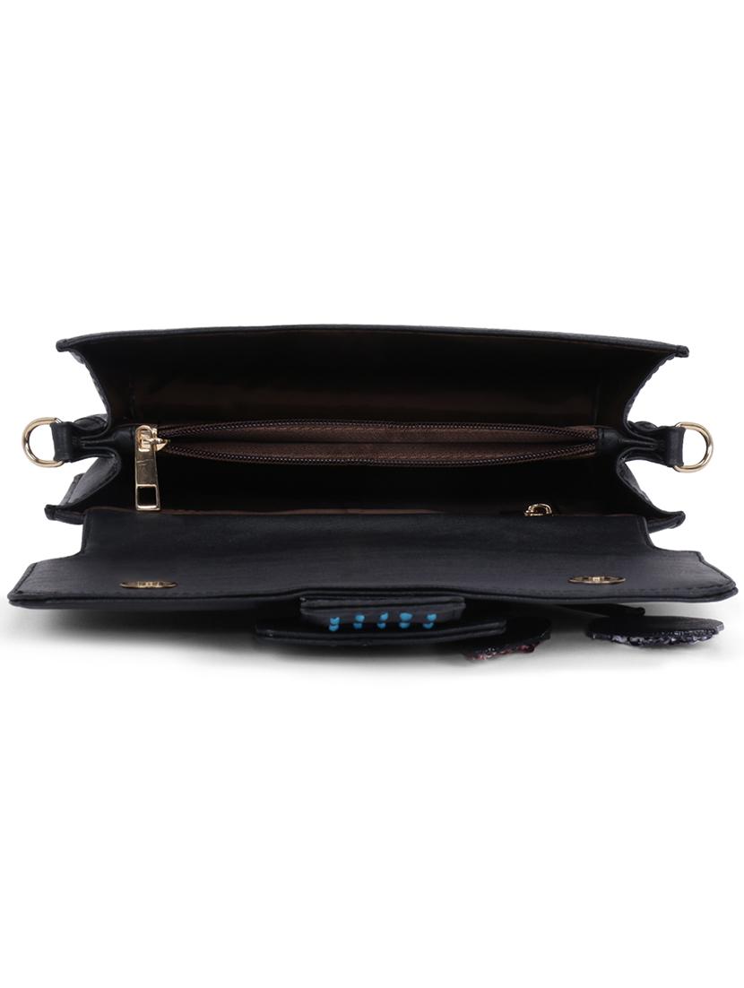 black leatherette (pu) sling bag - 18042358 - Standard Image - 2