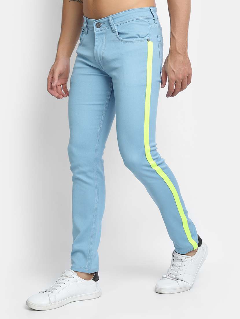 light blue side taped denim jeans