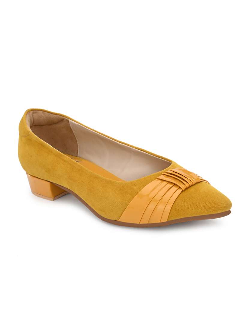 yellow faux leather slip on ballerina