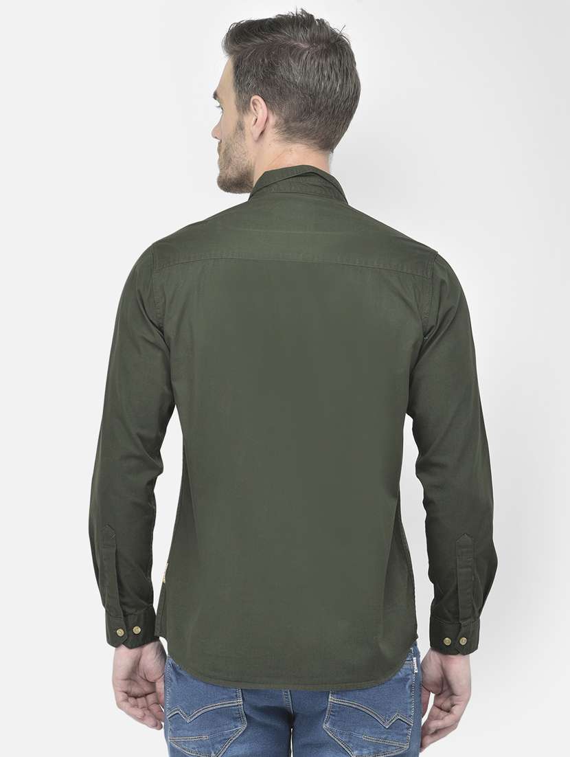 green solid casual shirt - 18042950 - Standard Image - 2