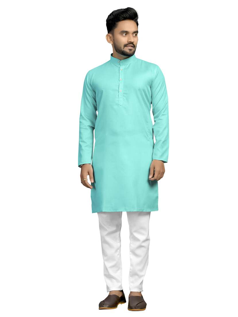 men mandarin neck solid kurta pyjama set 