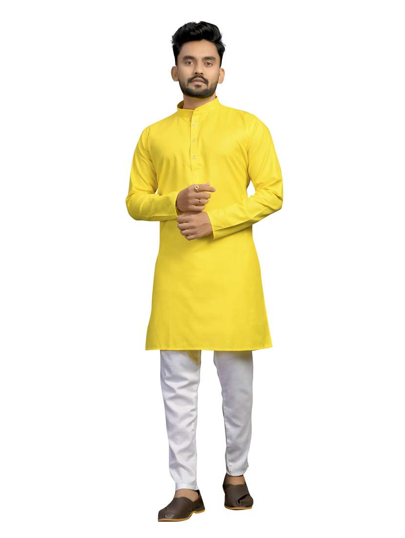men mandarin neck solid kurta pyjama set 