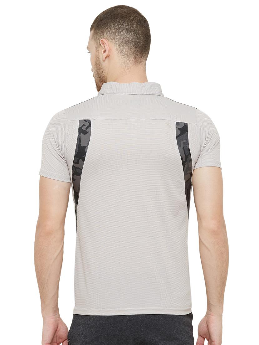 grey color block polo t-shirt - 18045365 - Standard Image - 2
