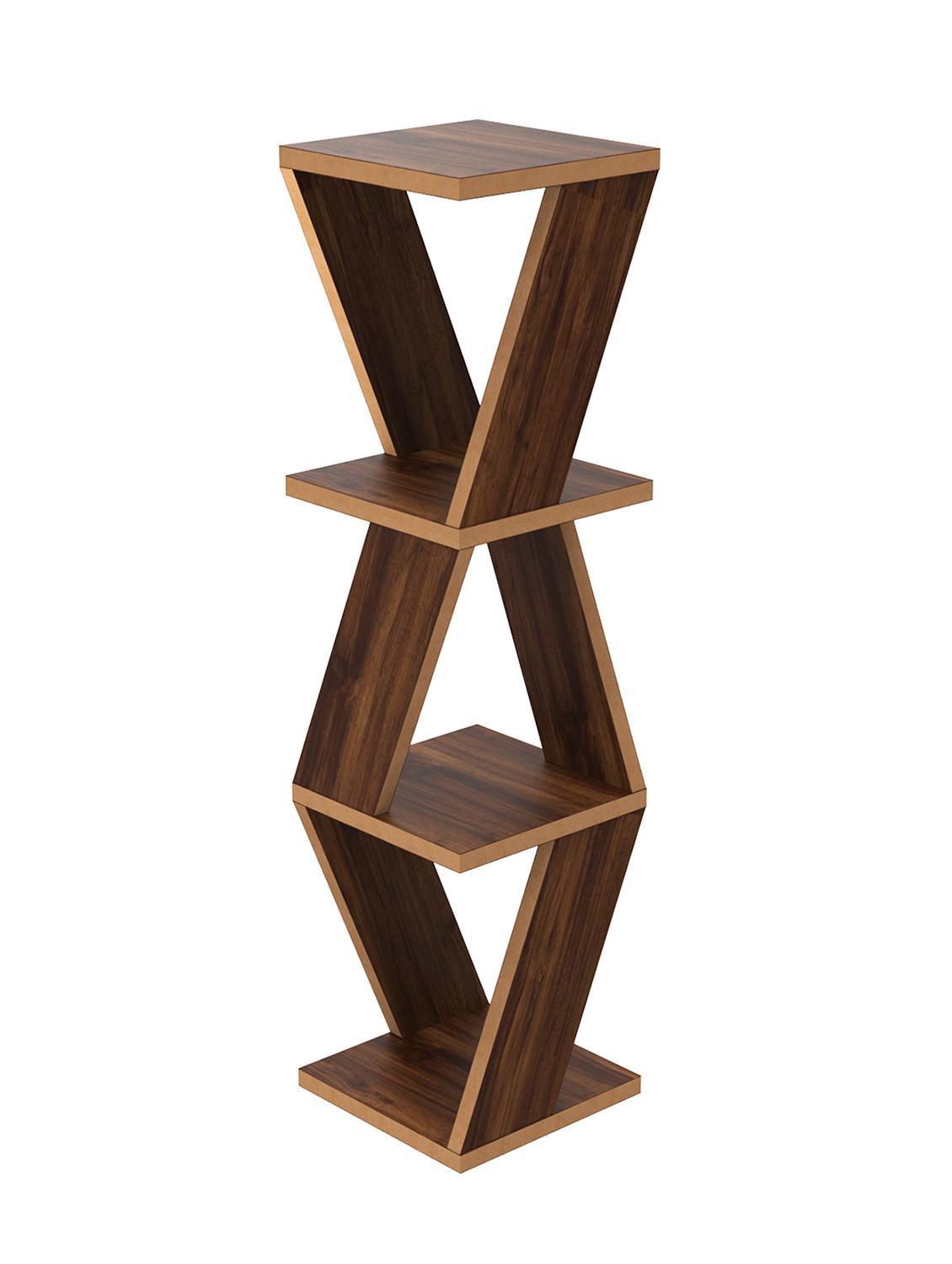 home sparkle triangular corner wall shelf mdf wall shelf rack wall mounted floating shelves (dark brown) - 18045691 - Standard Image - 2