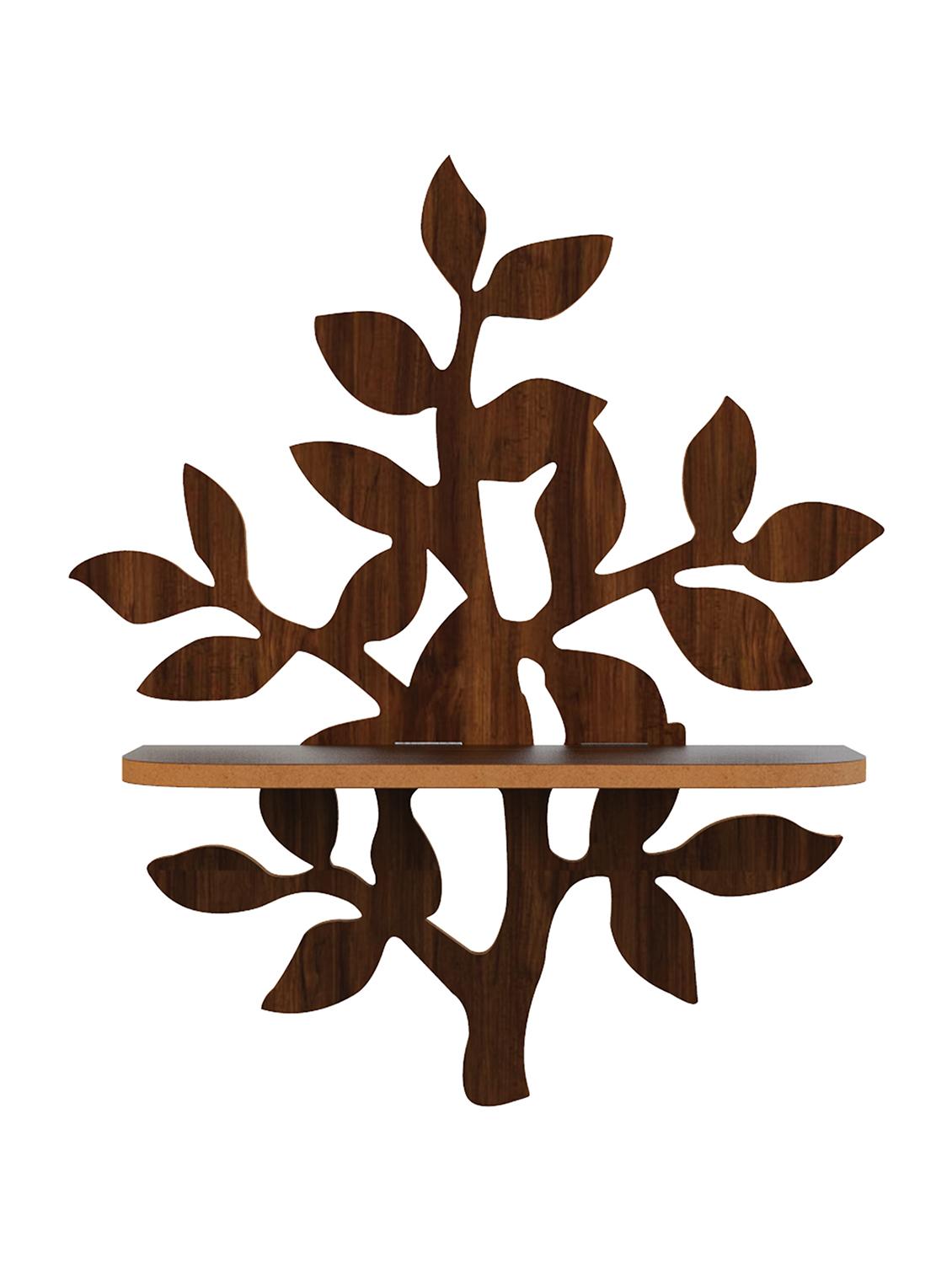 home sparkle tree shaped wall shelf mdf wall shelf rack wall mounted floating shelves (dark brown) - 18045713 - Standard Image - 2