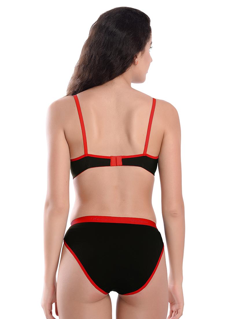 red solid bras and panty set - 18046207 - Standard Image - 2