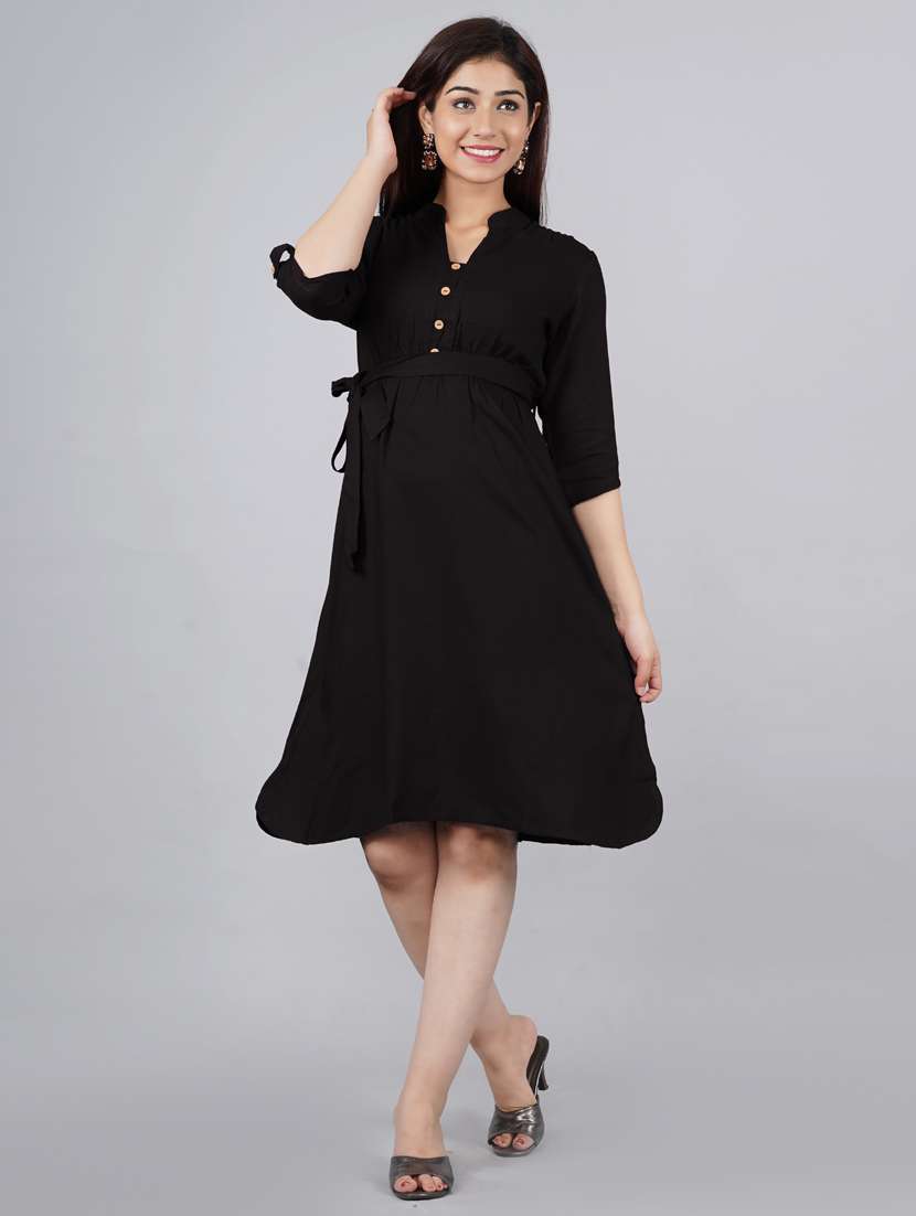 women's belted solid dress - 18046264 -  Standard Image - 2