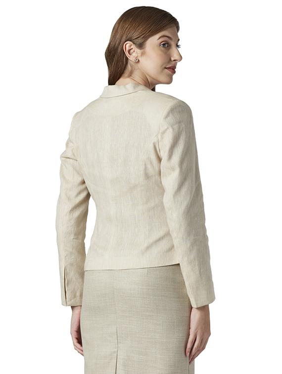 lapel neck solid blazer - 18046486 - Standard Image - 2