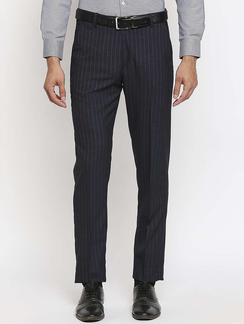 black striped flat front formal trouser