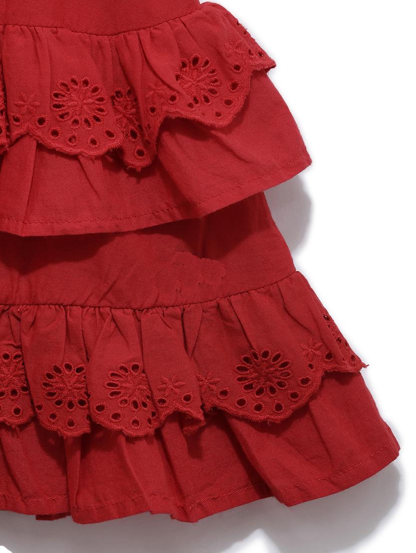 red lace detailed solid frock - 18047088 - Standard Image - 2