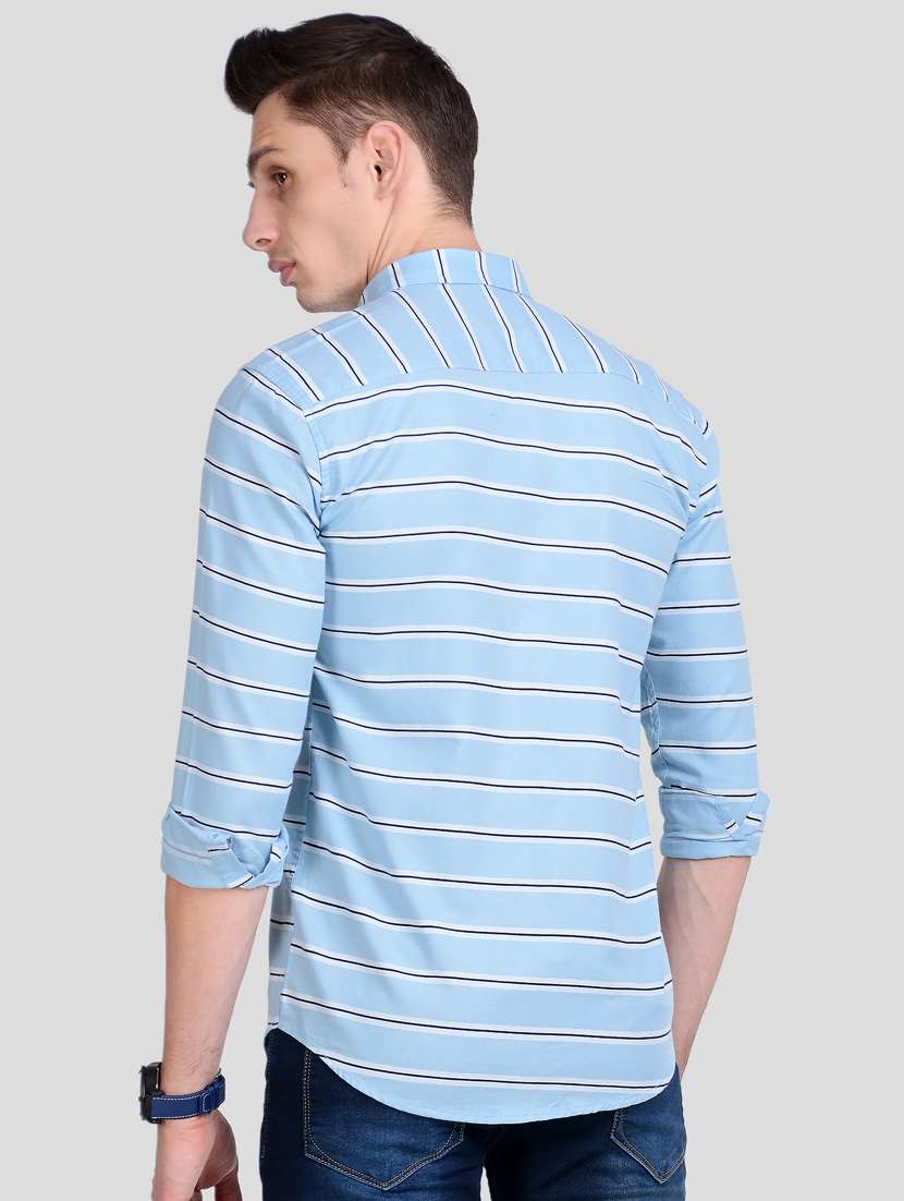 light blue striped casual shirt - 18047227 - Standard Image - 2