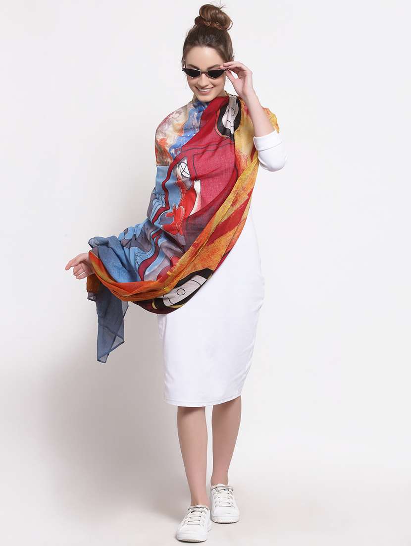 red cotton stole - 18047752 -  Standard Image - 2