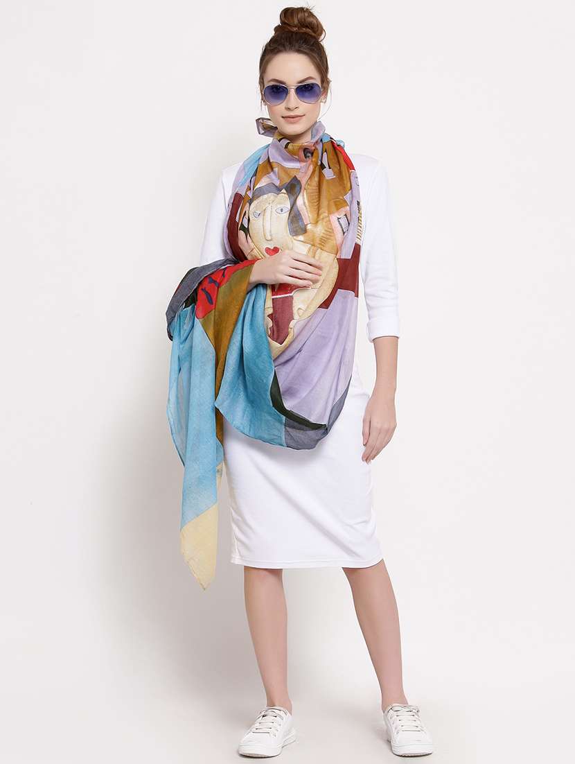 multi colored cotton stole - 18047770 -  Standard Image - 2