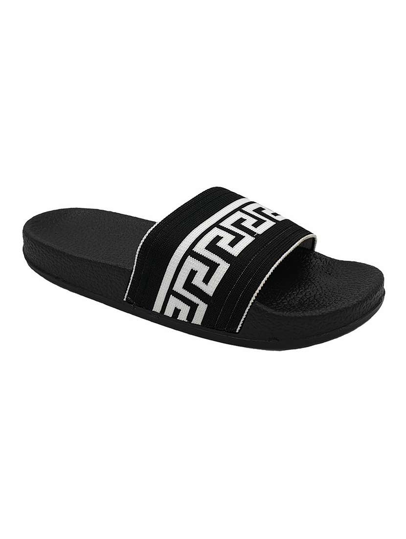 black resin slides flip flops - 18047825 - Standard Image - 2