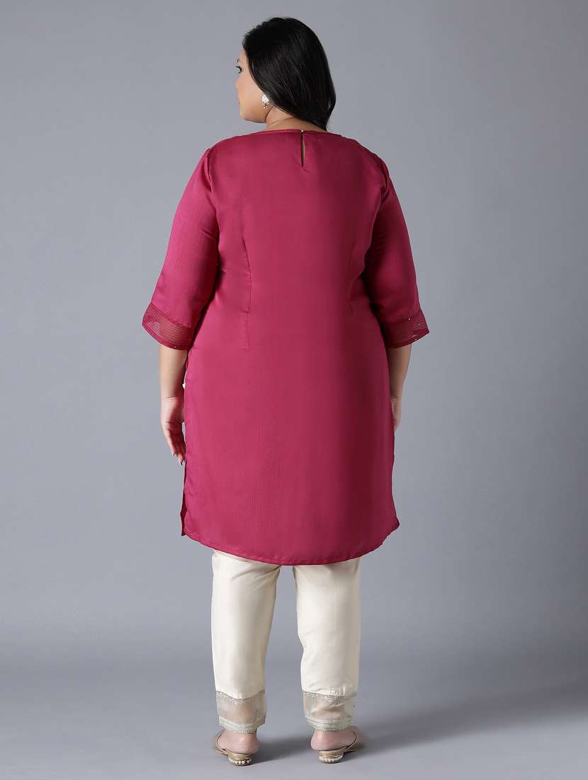 purple straight kurta - 18048949 - Standard Image - 2