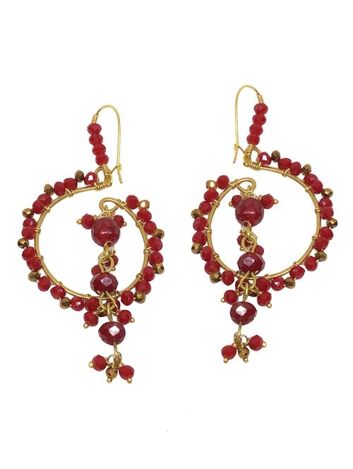 red brass chandellier earring - 18049130 - Standard Image - 0