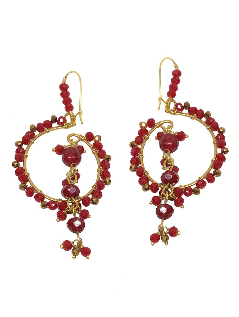 red brass chandellier earring - 18049130 - Zoom Image - 0