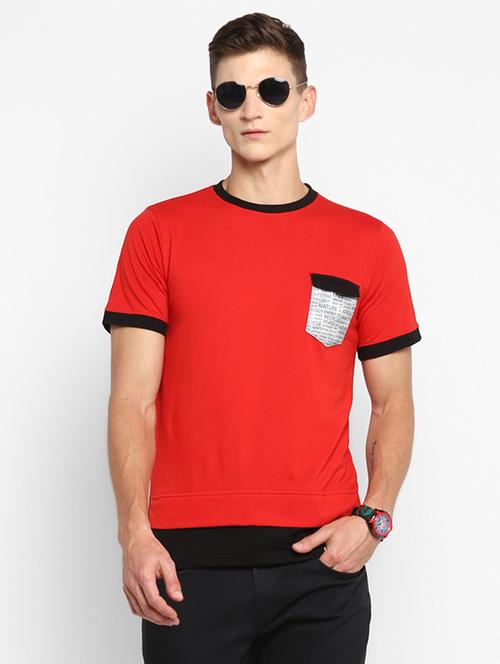 red color block t-shirt - 18049808 - Standard Image - 0