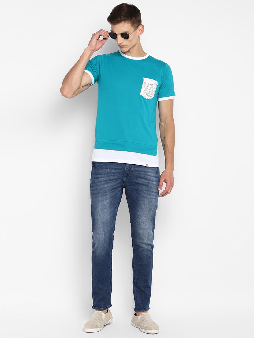 blue color block t-shirt - 18049810 - Standard Image - 2